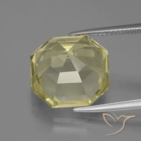 Quartzo Amarelo claro médio Natural 11.54ct, Corte Octógono / Esmeralda, VVS