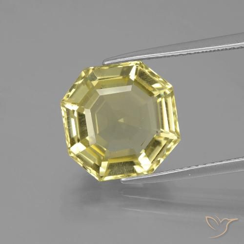 6.81ct Natural Luz amarela Quartzo, Corte Esmeralda, VVS-VS