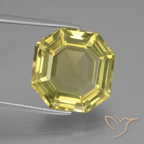 Quartzo Amarelo Abacaxi Natural 13.72ct, Corte Octógono / Esmeralda, VVS