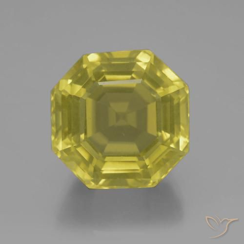 Quartzo amarelo de 19,09 quilates, corte Asscher de 15,3 x 15,3 mm do Brasil, Photo A