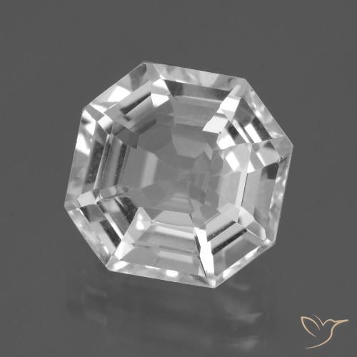 Quartzo branco natural 8,22ct, corte esmeralda, VVS