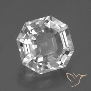 Quartzo branco natural 8,22ct, corte esmeralda, VVS