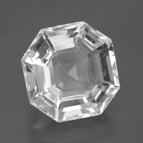 Quartzo branco natural 11,67ct, corte esmeralda, VVS