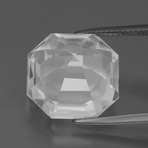 Quartzo branco natural 11,67ct, corte esmeralda, VVS