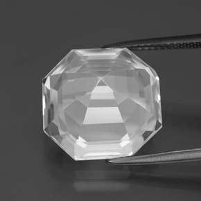 Quartzo branco natural 13,16ct, corte esmeralda, VVS