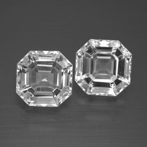 Pedras preciosas de quartzo branco natural de 7,69 ct, corte esmeralda, VVS