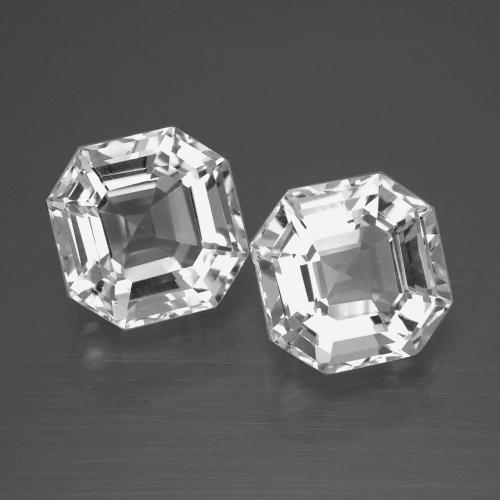 Pedras preciosas de quartzo branco natural de 7,69 ct, corte esmeralda, VVS