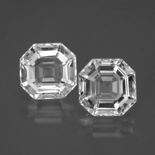 Pedras preciosas de quartzo branco natural de 9,79 ct, corte esmeralda, VVS-VS