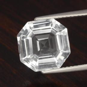 Quartzo branco natural 4,57ct, corte esmeralda, VVS