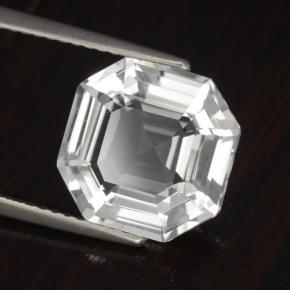 Quartzo branco natural 4,57ct, corte esmeralda, VVS