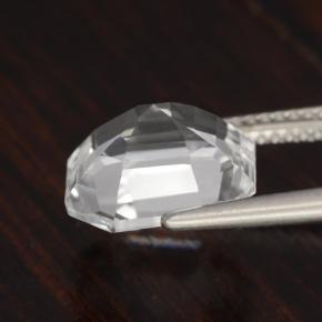 Quartzo branco natural 4,57ct, corte esmeralda, VVS