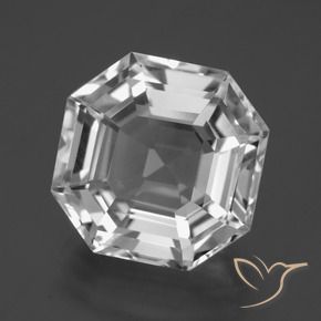 Quartzo Branco claro Natural 11.00ct, Corte Octógono / Esmeralda, VVS-VS