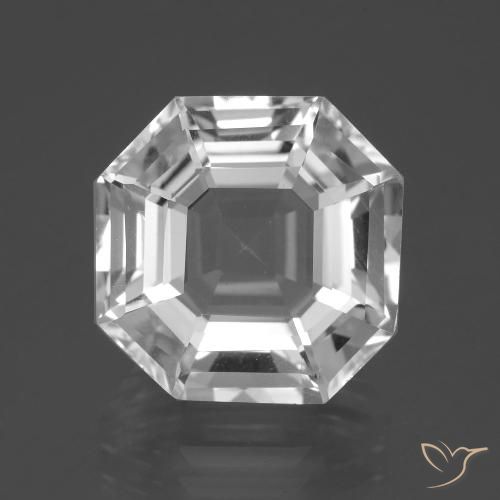 Quartzo branco natural 10,48ct, corte esmeralda, VVS-VS