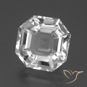 Quartzo branco natural 10,48ct, corte esmeralda, VVS-VS