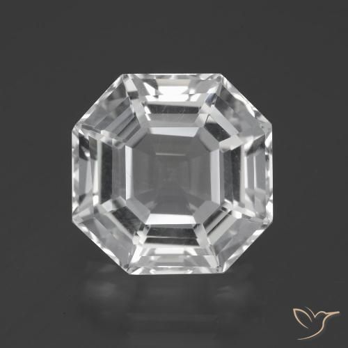 Quartzo branco de 10,83 quilates, corte Asscher de 13,5 x 13,5 mm do Brasil, Photo A