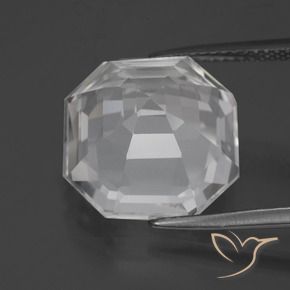 Quartzo Branco claro Natural 10.26ct, Corte Octógono / Esmeralda, VVS