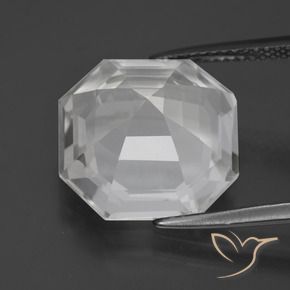 Quartzo Branco claro Natural 10.02ct, Corte Octógono / Esmeralda, VVS