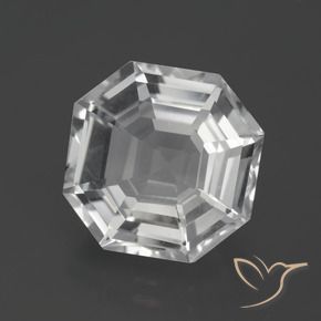 Quartzo Branco claro Natural 9.73ct, Corte Octógono / Esmeralda, VVS-VS