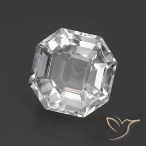 Quartzo Branco claro Natural 11.12ct, Corte Octógono / Esmeralda, VVS-VS