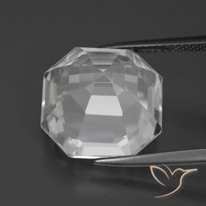 Quartzo Branco claro Natural 11.12ct, Corte Octógono / Esmeralda, VVS-VS