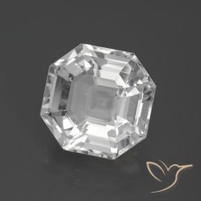 Quartzo Branco claro Natural 9.63ct, Corte Octógono / Esmeralda, VVS-VS