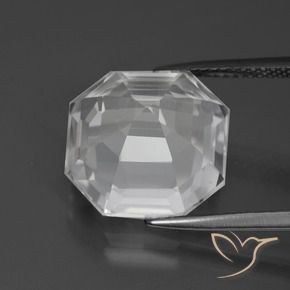 Quartzo Branco claro Natural 9.63ct, Corte Octógono / Esmeralda, VVS-VS