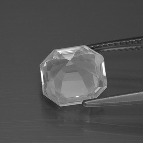 Quartzo branco natural 3,41ct, corte esmeralda, VVS