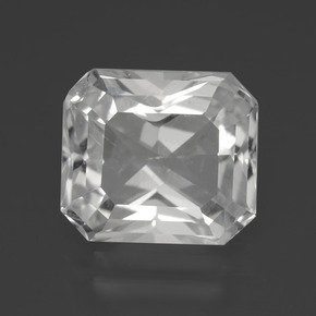 Quartzo branco natural 5,25ct, corte esmeralda, VS