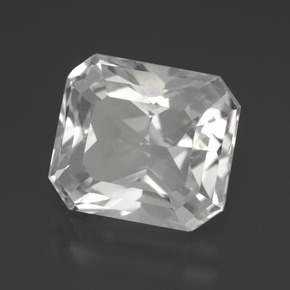 Quartzo branco natural 5,25ct, corte esmeralda, VS