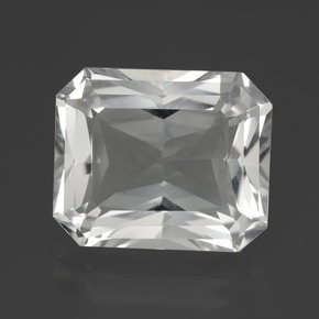 Quartzo branco natural 10,38ct, corte esmeralda, VVS