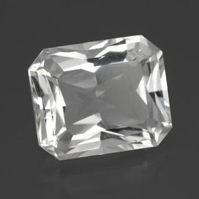 Quartzo branco natural 10,38ct, corte esmeralda, VVS