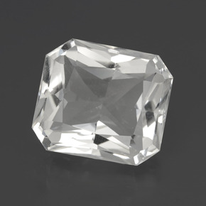 Quartzo branco natural 8,34ct, corte esmeralda, VVS-VS