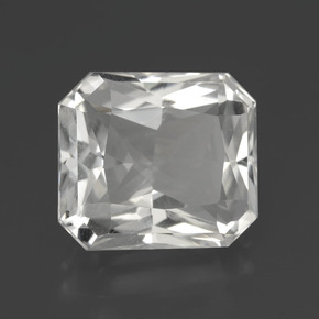 Quartzo branco natural 8,34ct, corte esmeralda, VVS-VS