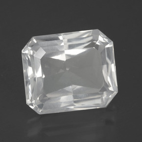 Quartzo branco natural 7,54ct, corte esmeralda, VS