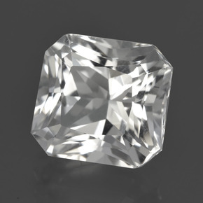 Quartzo branco natural 6,73ct, corte esmeralda, VVS