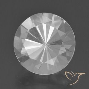 Quartzo branco natural 6,95ct, corte redondo, VVS