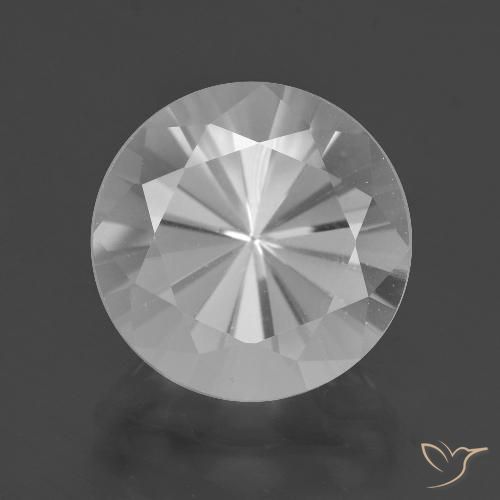 Quartzo branco natural 6,33ct, corte redondo, VVS