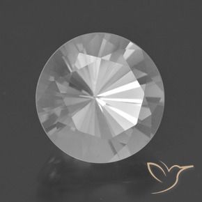 Quartzo branco natural 6,33ct, corte redondo, VVS