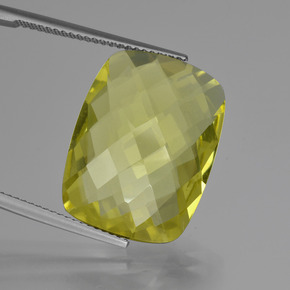 Quartzo amarelo natural 15,30ct, almofada cortada, VVS