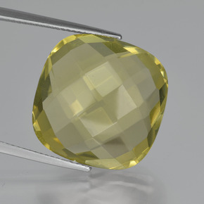 Quartzo amarelo natural 26,29ct, almofada cortada, VVS