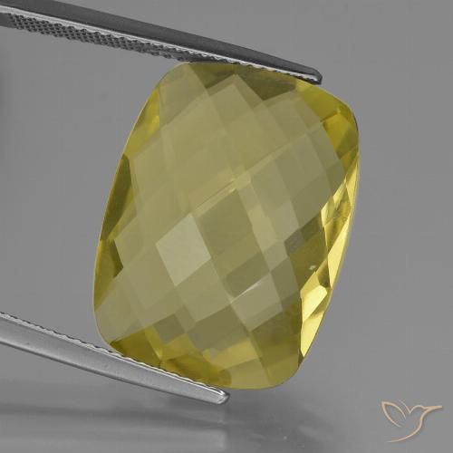 14.69ct Natural Luz amarela Quartzo, Almofada, VVS