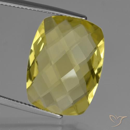 15.08ct Natural Amarelo claro médio Quartzo, Almofada, VVS