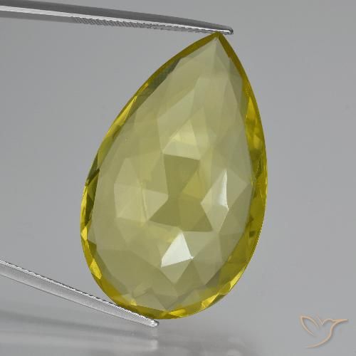 47.98ct Natural Amarelo Abacaxi Quartzo, Formato de pêra, VVS