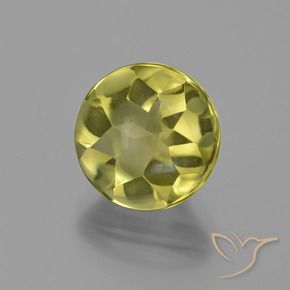 Quartzo Amarelo Esverdeado Claro Natural 3.87ct, Corte Redondo, Transparente