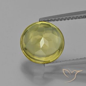 Quartzo Amarelo Esverdeado Claro Natural 3.87ct, Corte Redondo, Transparente