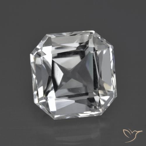 Quartzo branco natural 11,26ct, corte esmeralda, VVS