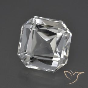 Quartzo branco natural 11,26ct, corte esmeralda, VVS