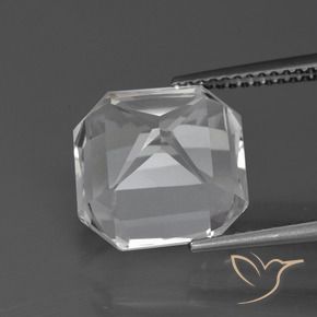Quartzo Branco claro Natural 8.02ct, Corte Octógono / Esmeralda, VVS-VS