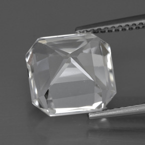 Quartzo branco natural 5,42ct, corte esmeralda, VVS-VS