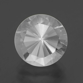 Quartzo branco natural 6,13ct, corte redondo, VVS